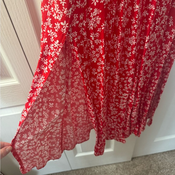 Red Floral Full Length Sundress - Picture 4 of 5